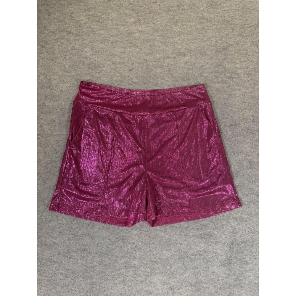 TWO 2 FLY Sweat Shorts Womens XL Pink Glitter Metallic Pull On Party Lounge